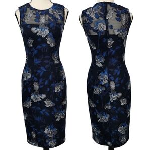 NWT White House Black Market Sleeveless Embroidered Mesh Sheath Dress -Sz 00